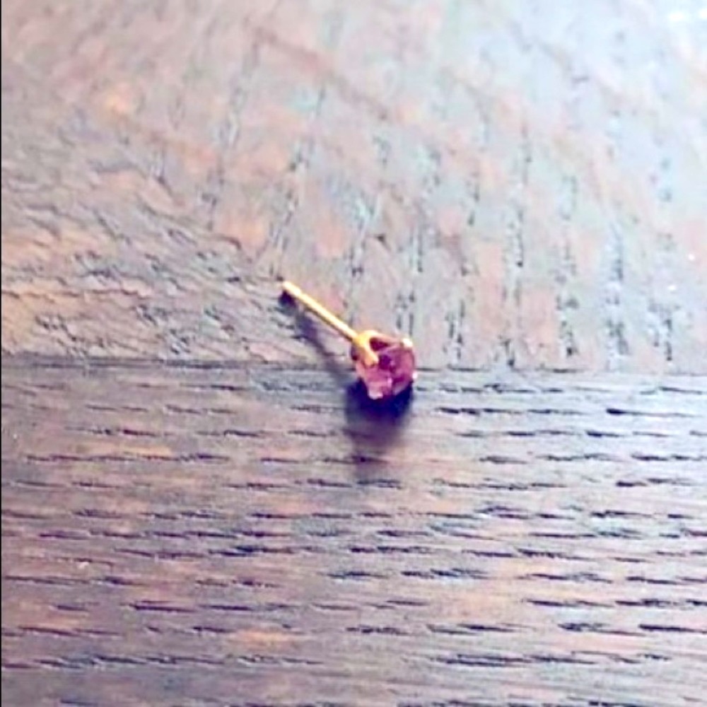 Single Sparkling Ruby Stud Earring 14k And Natura… - image 1